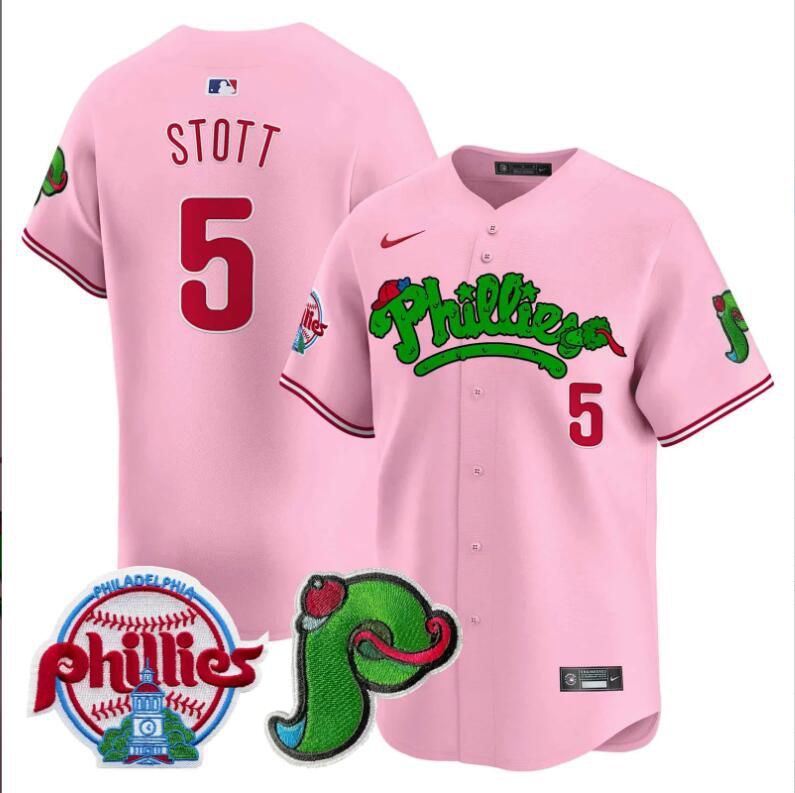 Men Philadelphia Phillies 5 Stott pink Limited 2024 MLB Nike jersey